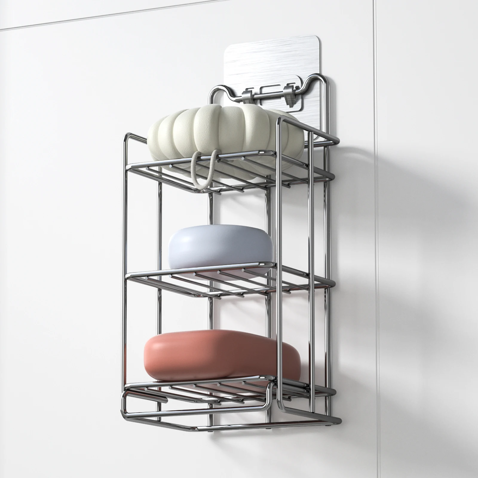 

3 Tier Shampoo Bar Holder Shower Self Draining Soap Bar Holders Caddy for Bathroom Wall and Kitchen Sink