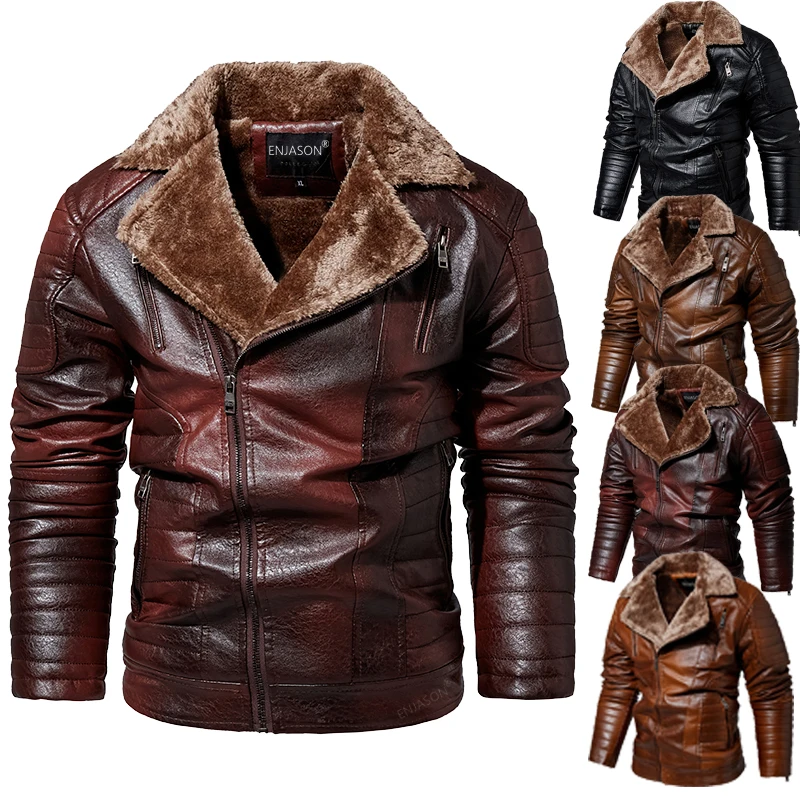 

Men's Leather Jackets Autumn Casual Motorcycle PU Jacket Biker Leather Coats Brand Clothing EU Size