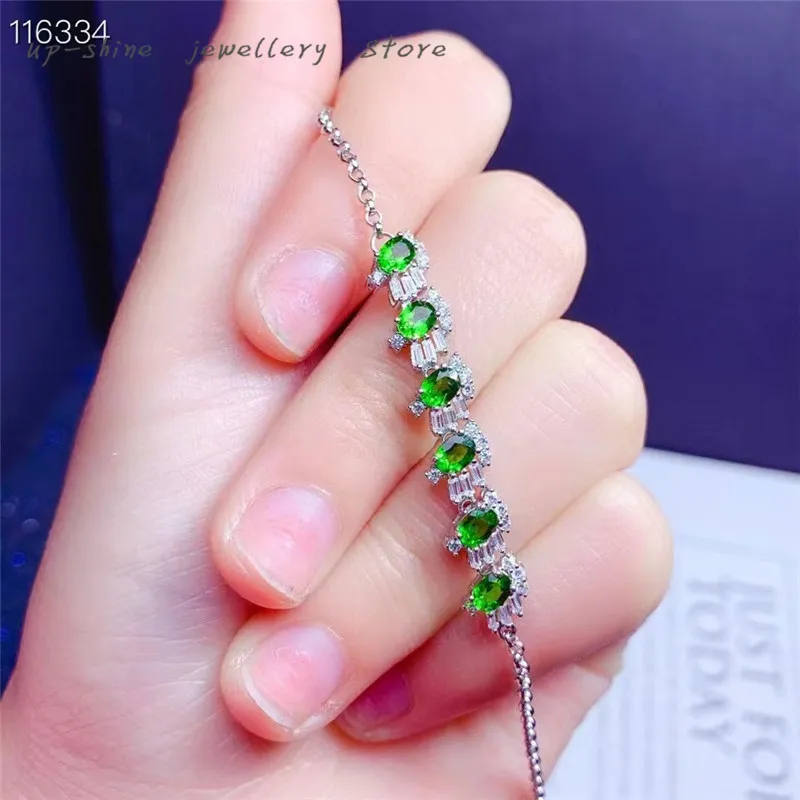 

New 925 Silver Inlaid Natural Diopside Bracelet, Seiko Crafted, Light Luxury Jewelry, Customizable