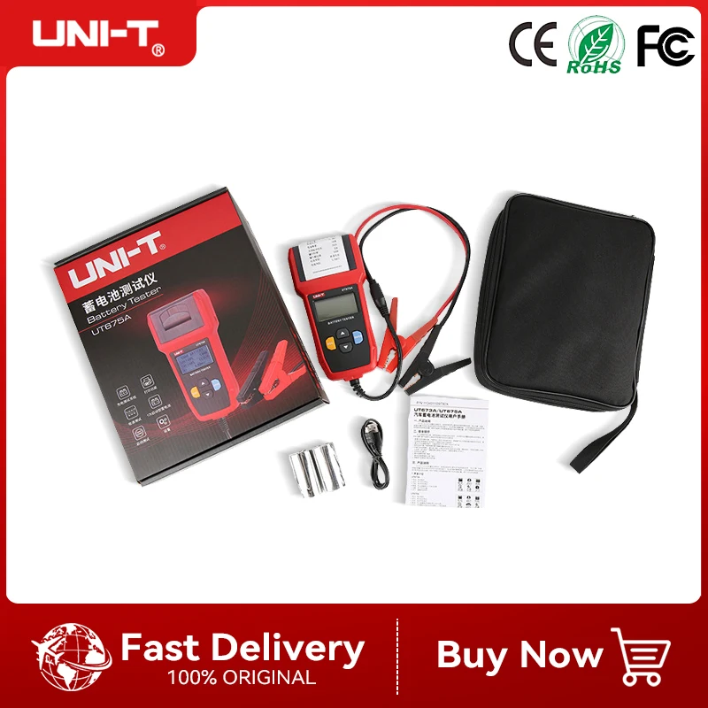 UNI-T UT673A UT675A Car Battery Tester 12V 24V DC Load Tester Capacity Meter Battery Checker Charging Circuit Cranking Test