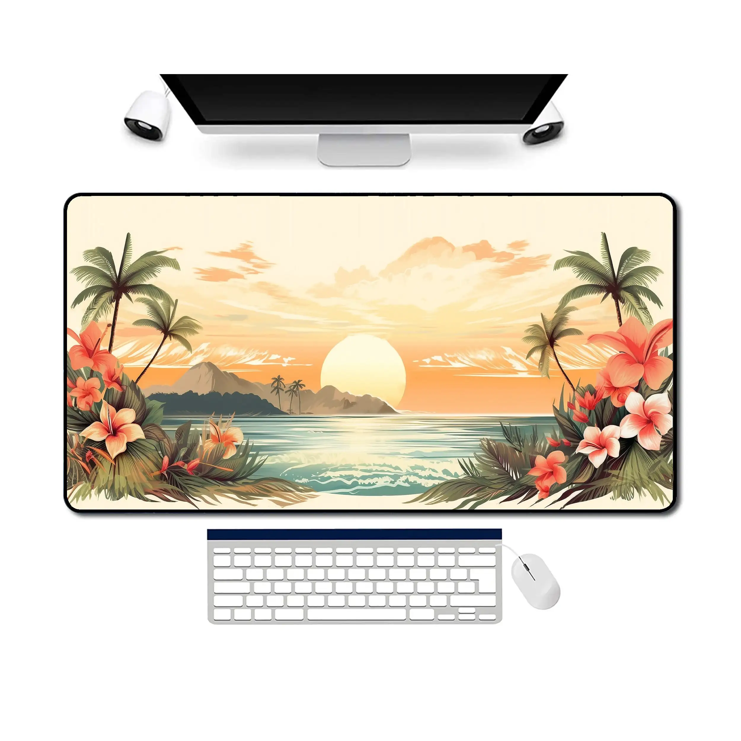 Aesthetic Hawaiian Sunset Beach Placemat, Suitable for Home Office, Minimalist Office Decor, The Perfect Gift for Her and Him.