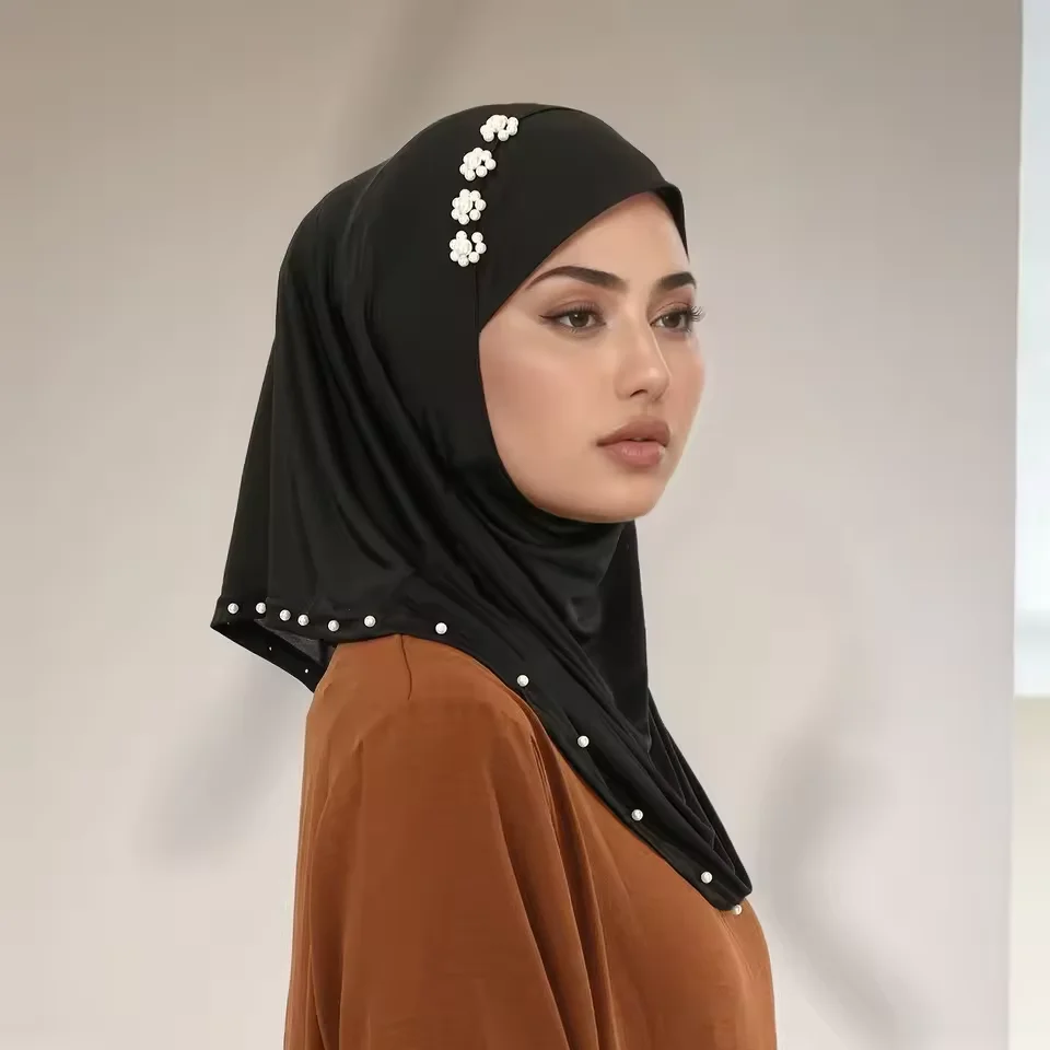 Ramadan Muslim Hijab Perlen Perlen Amira Frauen Islam Beten Hijabs Turban Eid Khimar Perlen Perlen Niqab Nikab Kopf Wrap Schals Hut