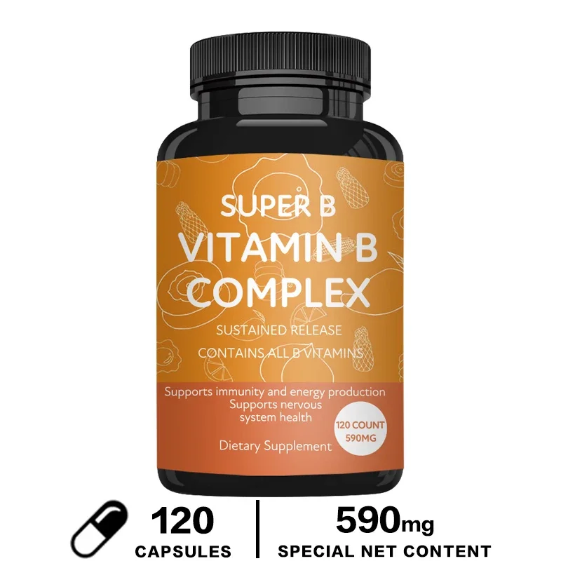 Vitamin B Complex Capsules - Replenish Energy, Relieve Stress, Improve Digestion, and Enhance Immunity