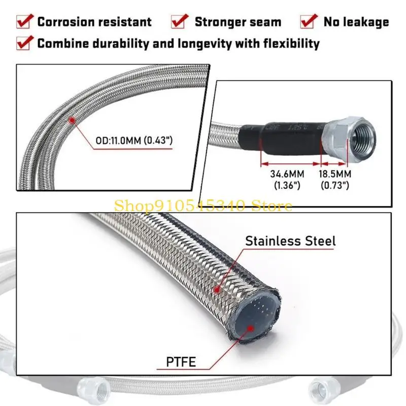 U2JA Braided Transmission Cooler Hose Lines Fitting Compatible for 4L80E TH350 TH400 4L60E 4L80E 700R4 200-4R TR6060 4R70W C5 view 4