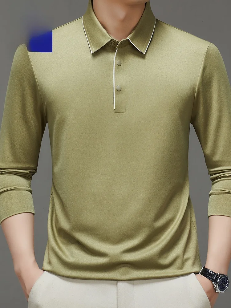 

Lormen Men's Premium Spring Autumn Thin Long Sve irt Casual Versatile T-irt Busin Casual Polyester Wool Blend