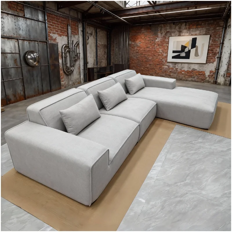 Modern Chenille Modular Three Seat Sectional Sofa With Vacuum Compression And One-second Recovery For Apartment Use