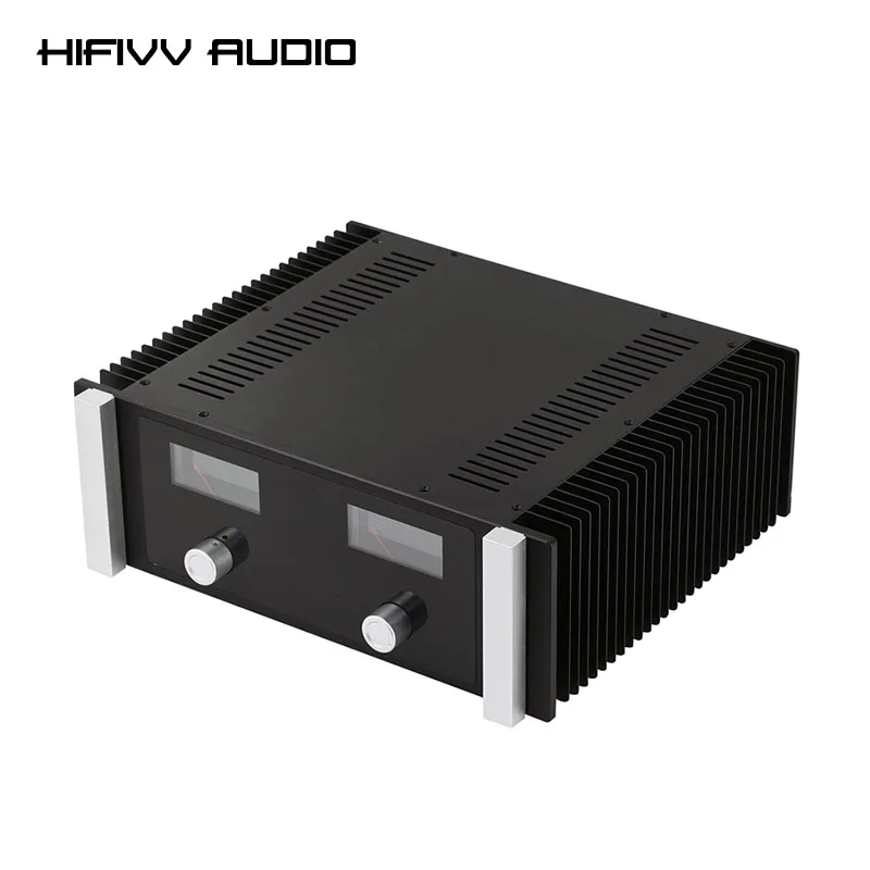 High-End Aluminum Amplifier Chassis With Dual VU Meters 350x430x148mm for DIY Class A Power Amp Like McIntosh Black Anodized