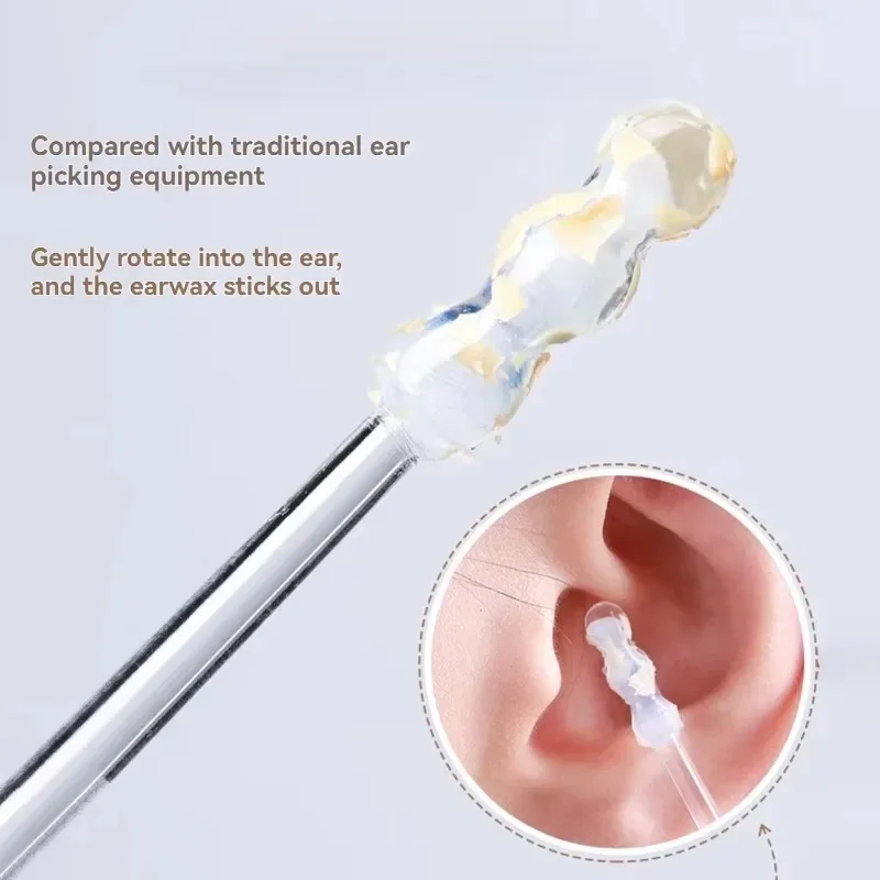 24Pcs/Box Disposable EarWax Remover Sticky Ear Picks Ear Wax Remover Tool S/L Adhesive Earpick for Kids & Adults Gentle Ear Care