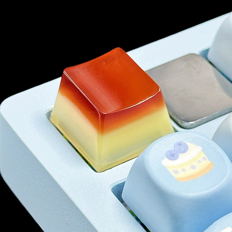 1Pieces Creative Handmade DIY Dripping Keycap – Transparent Jelly Pudding Style,Cross-Shaft Mechanical Keyboard Cap, Unique Gift
