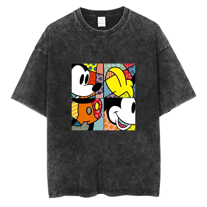 Cartoon Cute Mickey Mouse T Shirt Y2k Harajuku Hip Hop Fashion Casual Unisex Streetwear T-shirt Cotton Oversized Loose Tees