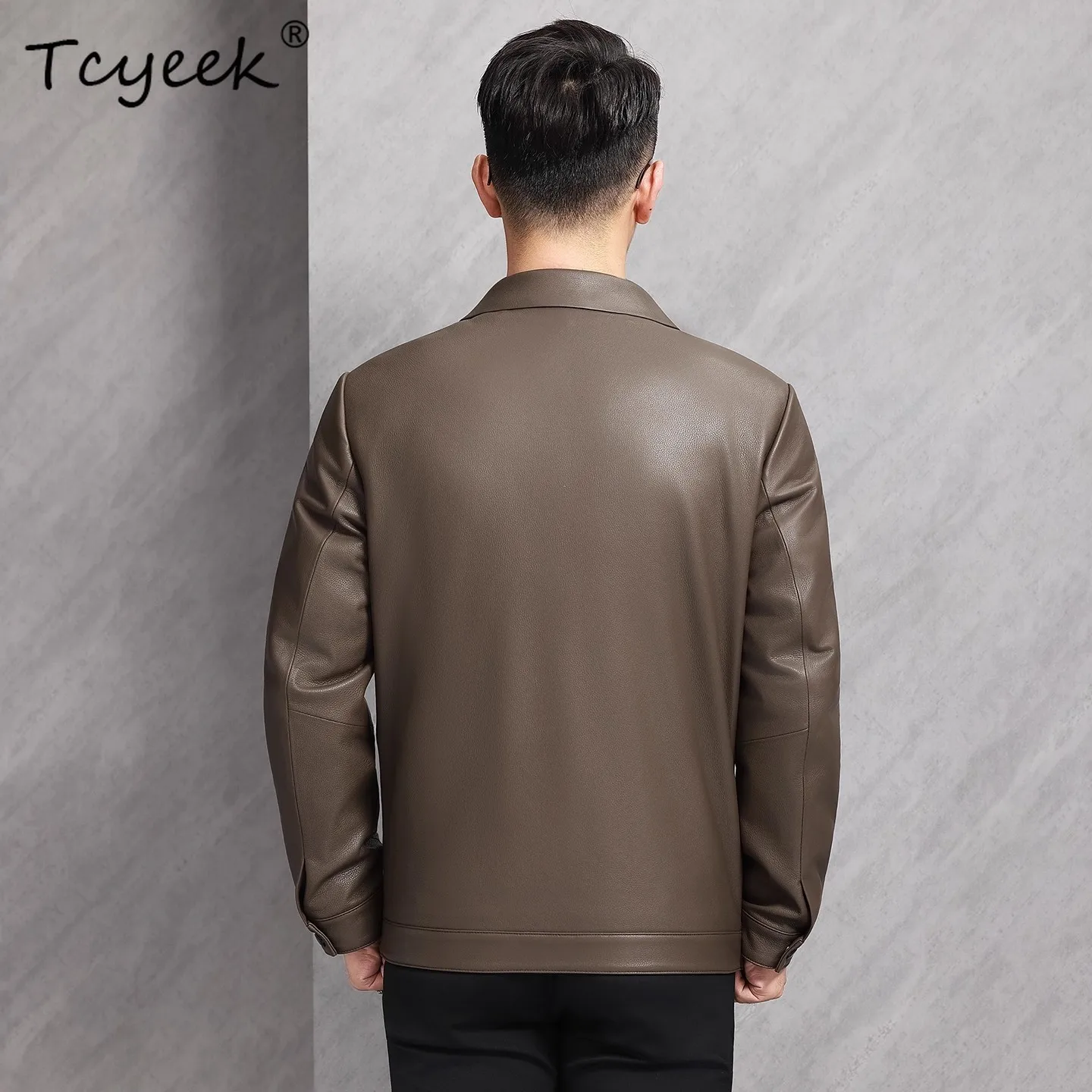 

Tcyeek Real Leather Jacket Men 2026 Business Casual Mens Coats Autumn Clothes Top Layer Sheepskin Coat New Style Jaqueta Couro