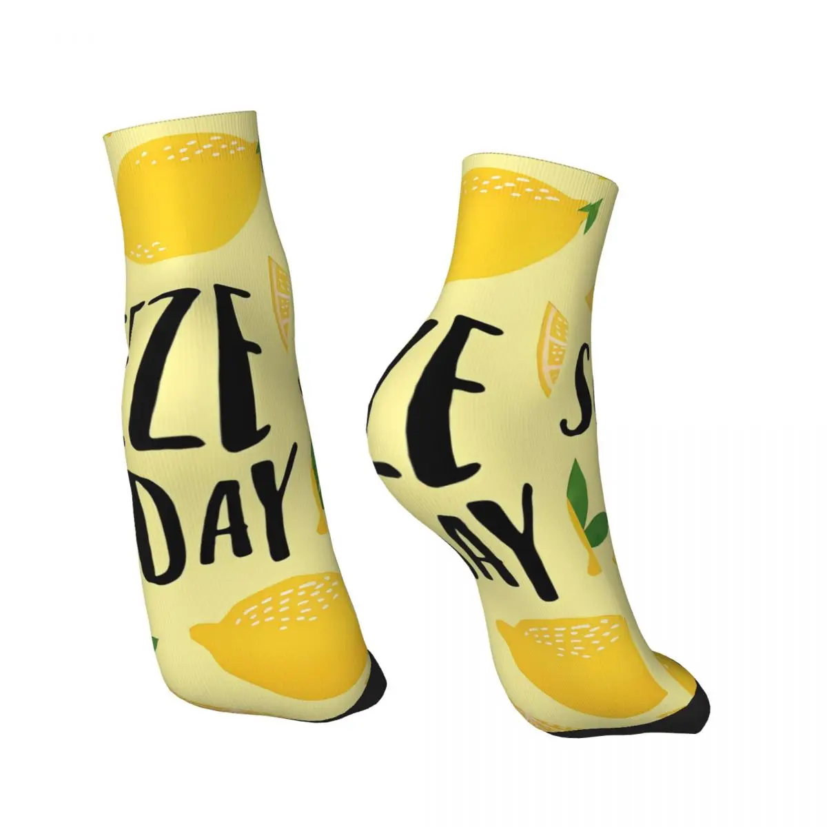 Squeeze The Day Lemon Men's Ankle Socks Unisex Hip Hop Seamless Printed Crazy Low Sock Gift