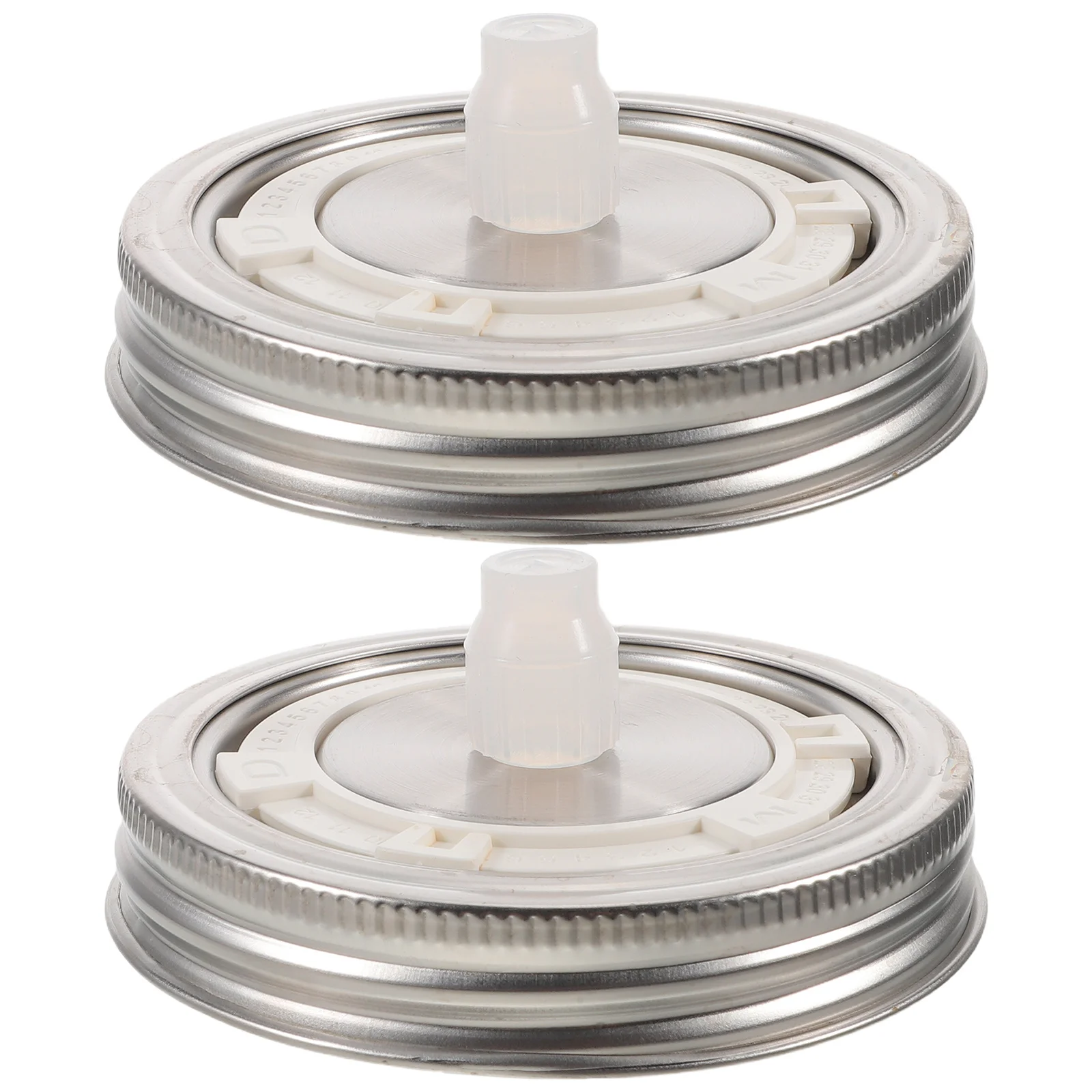 

2pcs Stainless Steel Fermentation Lids For Wide Mouth Mason Jars Airtight Burping Caps With Timer Fit For Pickles