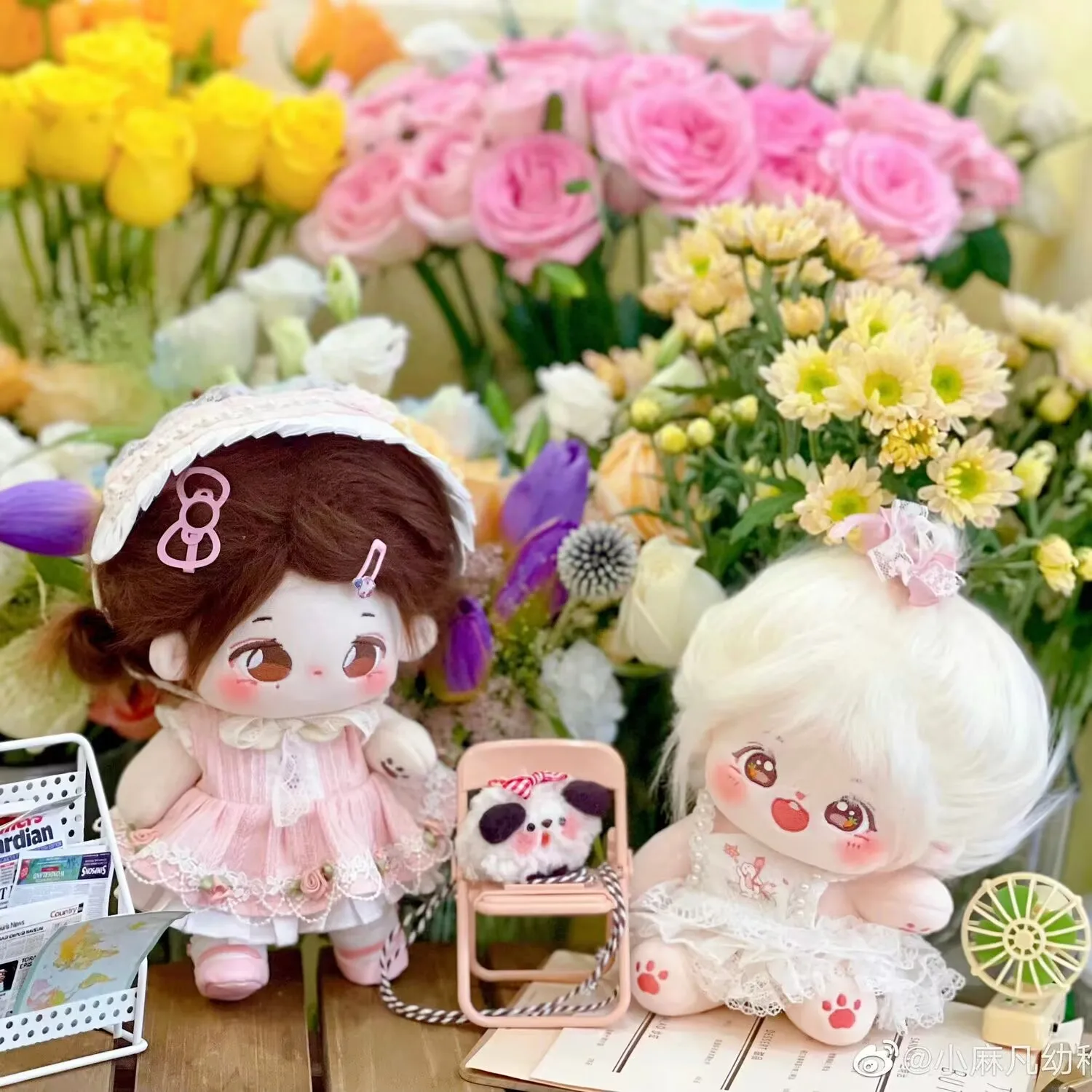 Hanya gaun bayi, tanpa boneka, gaun mawar industri berat 20 cm, set enam potong, gaun penutup mutiara kecil berbentuk bunga