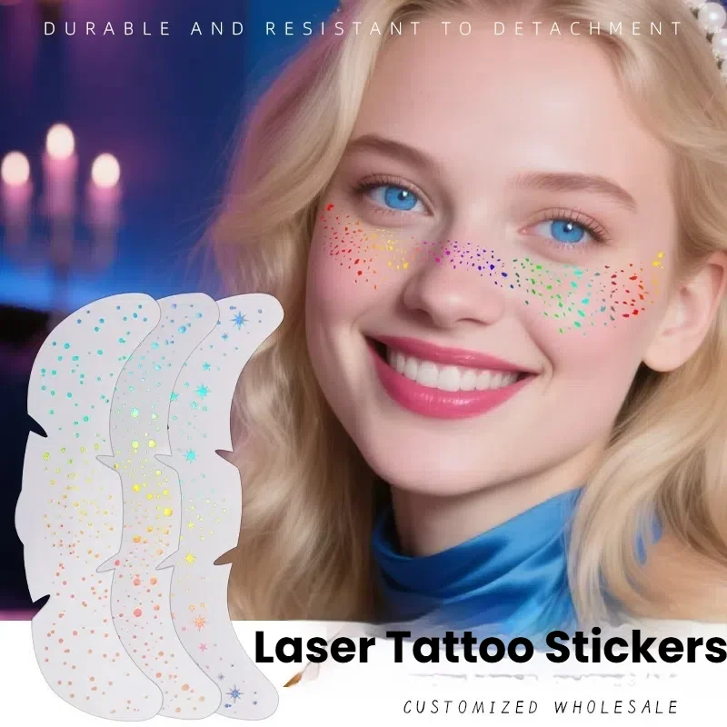 

8pcs Glitter Freckles Face Tattoos Sparkle Waterproof Makeup Patches Concert Music Festival Party Glitter Tattoos Temporary