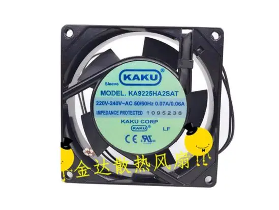 

KAKU KA9225HA2SAT AC 220/240V 0.07/0.06A 92x92x25mm 2-Wire Server Cooling Fan