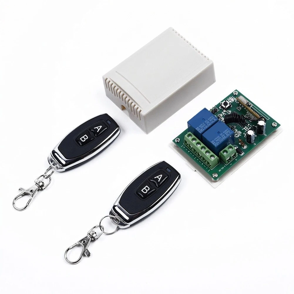 2Pcs 433MHz Learning Code Remote Control 2CH Wireless Transmitter For Garage Door Opener Gate Alarm Security System Accessories