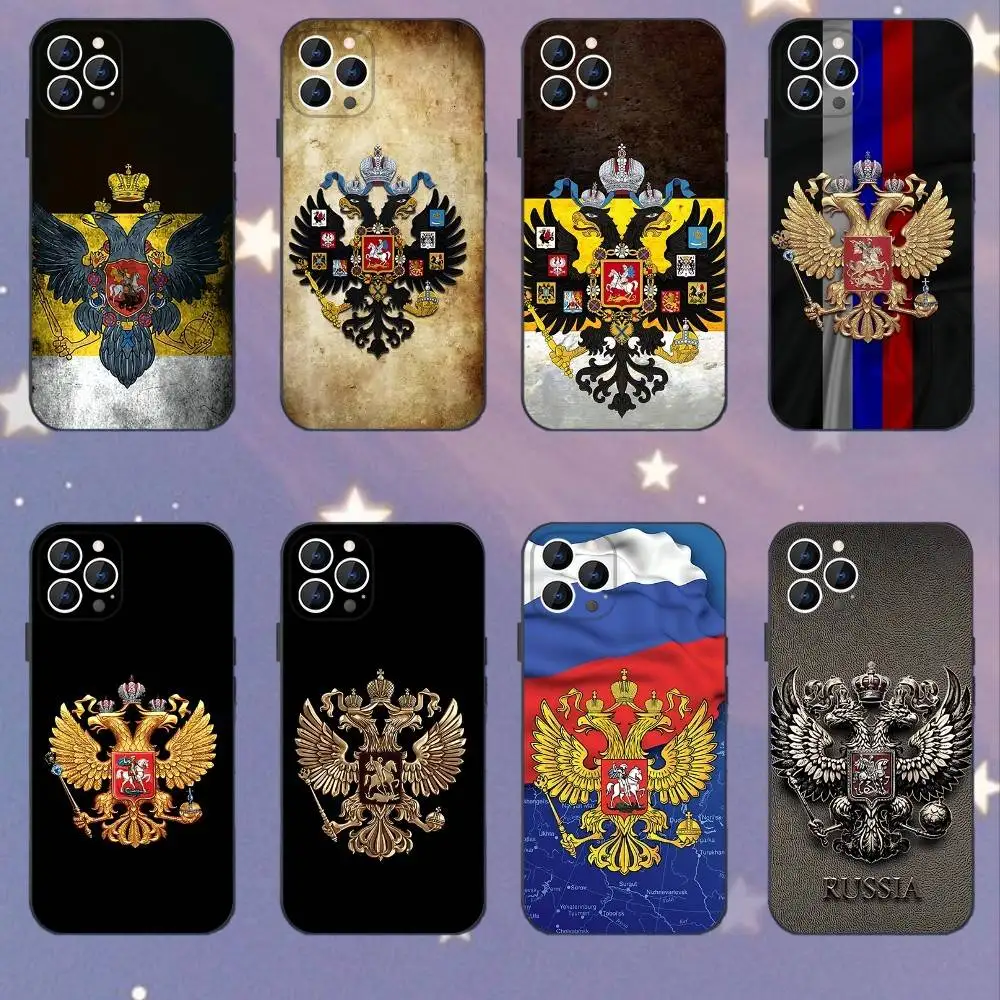 

Russia Russian Flags Poccnr Emblem Phone Case For iPhone 17,16,15,14,13,12,11,Pro,XS,Max,XR,Plus,E,SE4,Mini Black Soft Cover