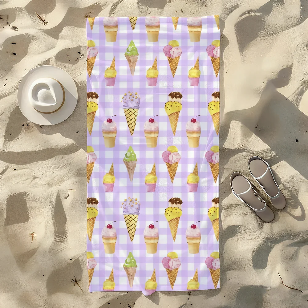 Ice Cream Printed Towel For Swim Yoga Gym Quick Drying Soft and skin-friendly Beach Towels All-Season