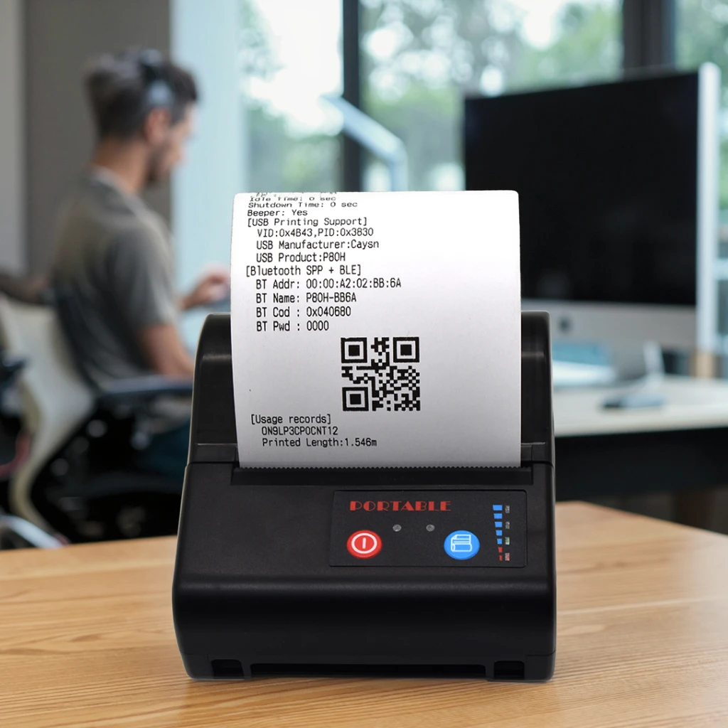 Portable Imprimante Thermique 80mm Wireless Bluetooth Mini Thermal Label Printer Compatible Receipt Paper Small Billing Machine
