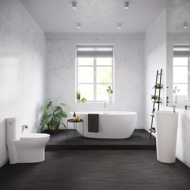 حوض بقاعدة موناكو SM-PS307 مصنوع بشكل جيد للأبد، أبيض لامع