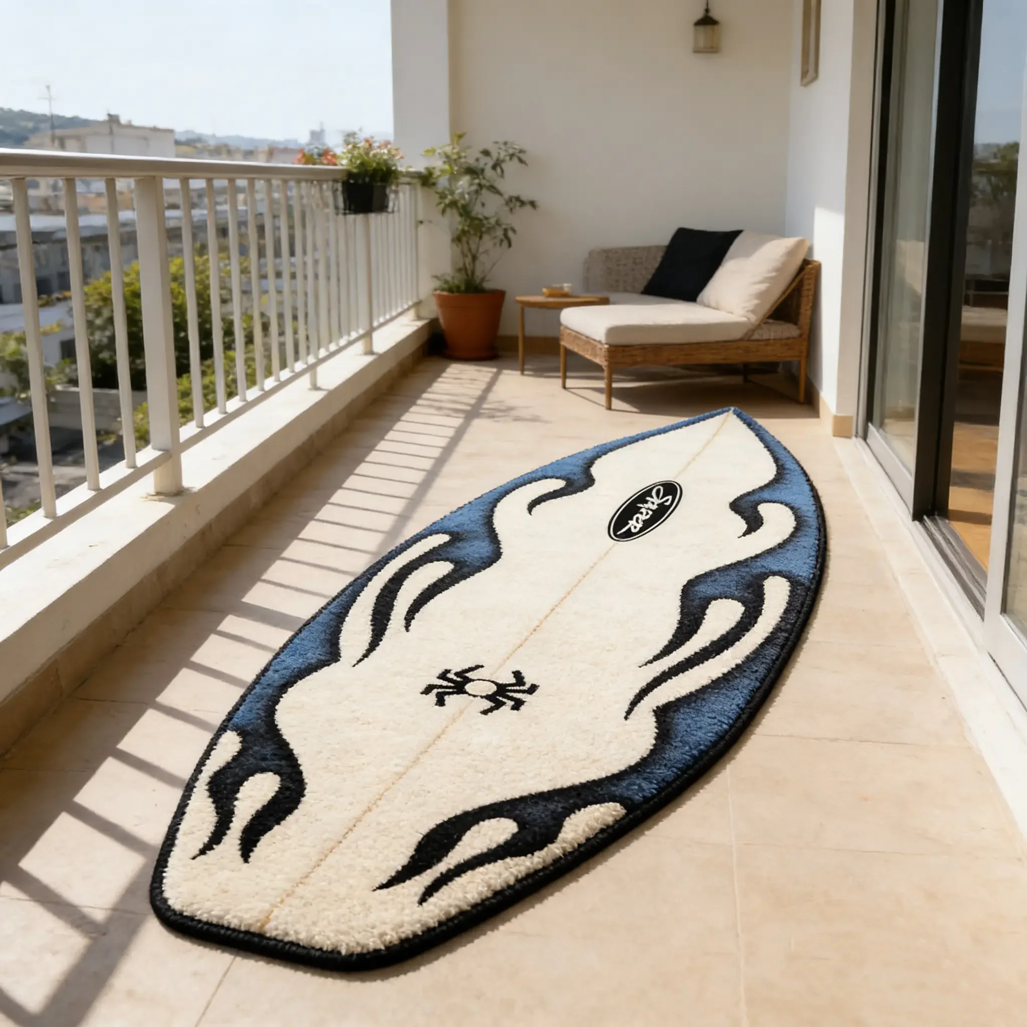 VIKAMA INS Flame Surfboard Rug Street Art Anti Slip Wear Resistant Carpet Bedside Sports Room Decor Area Mat