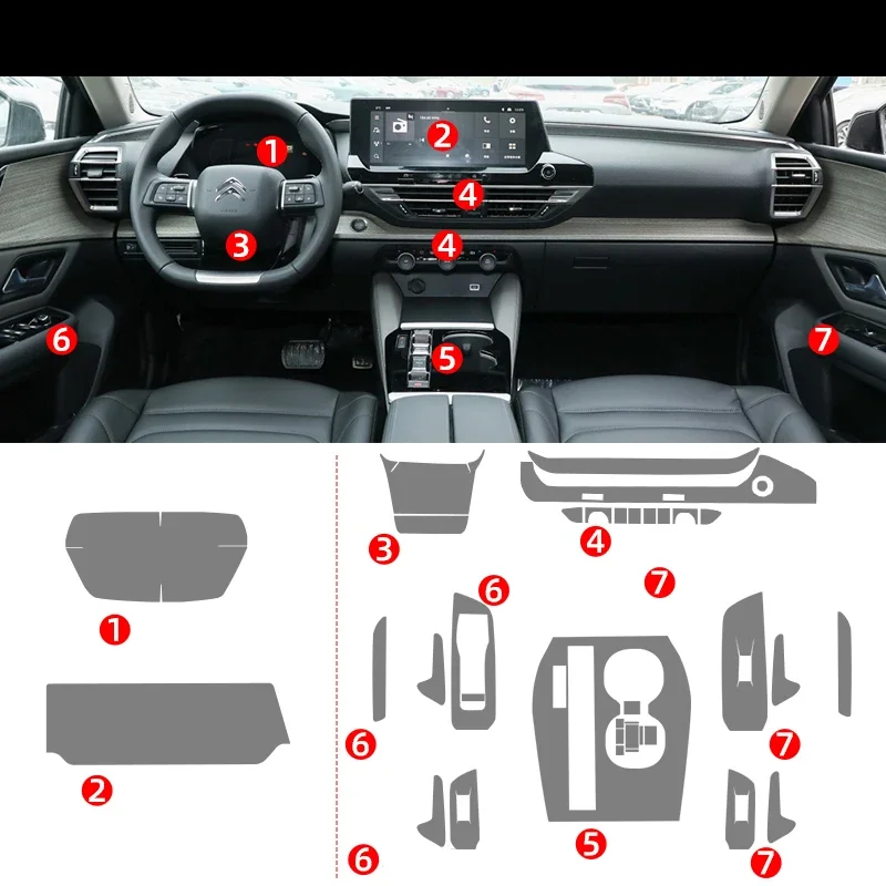 Tpu Transparent Film for Citroen C5X C5 X Car Interior Sticker Center Console Gear Navigation Dashboard Door Window Lift Panel