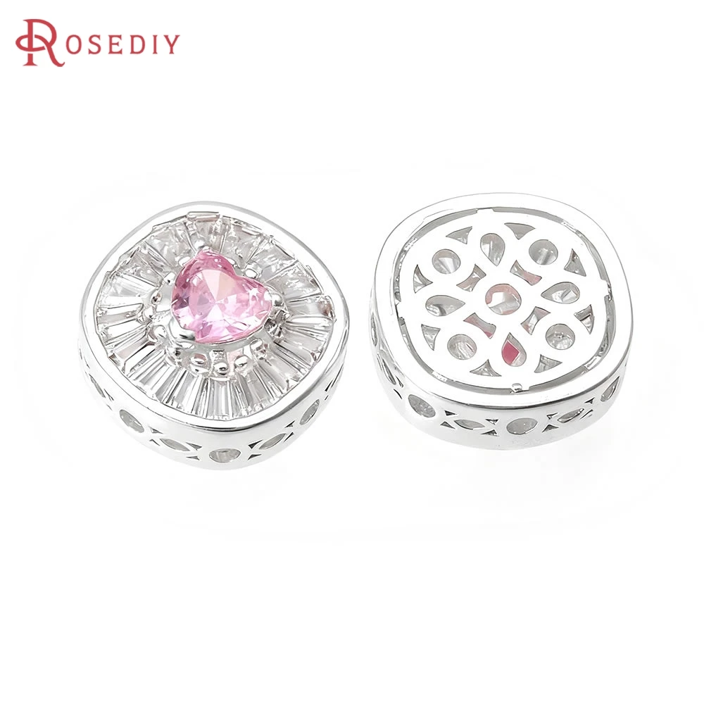 4 SZT. Pozłacane 18-karatowym złotem mosiężne koraliki dystansowe w kształcie kwadratu z cyrkoniami, wysokiej jakości akcesoria do samodzielnego tworzenia naszyjników, kolczyków i biżuterii