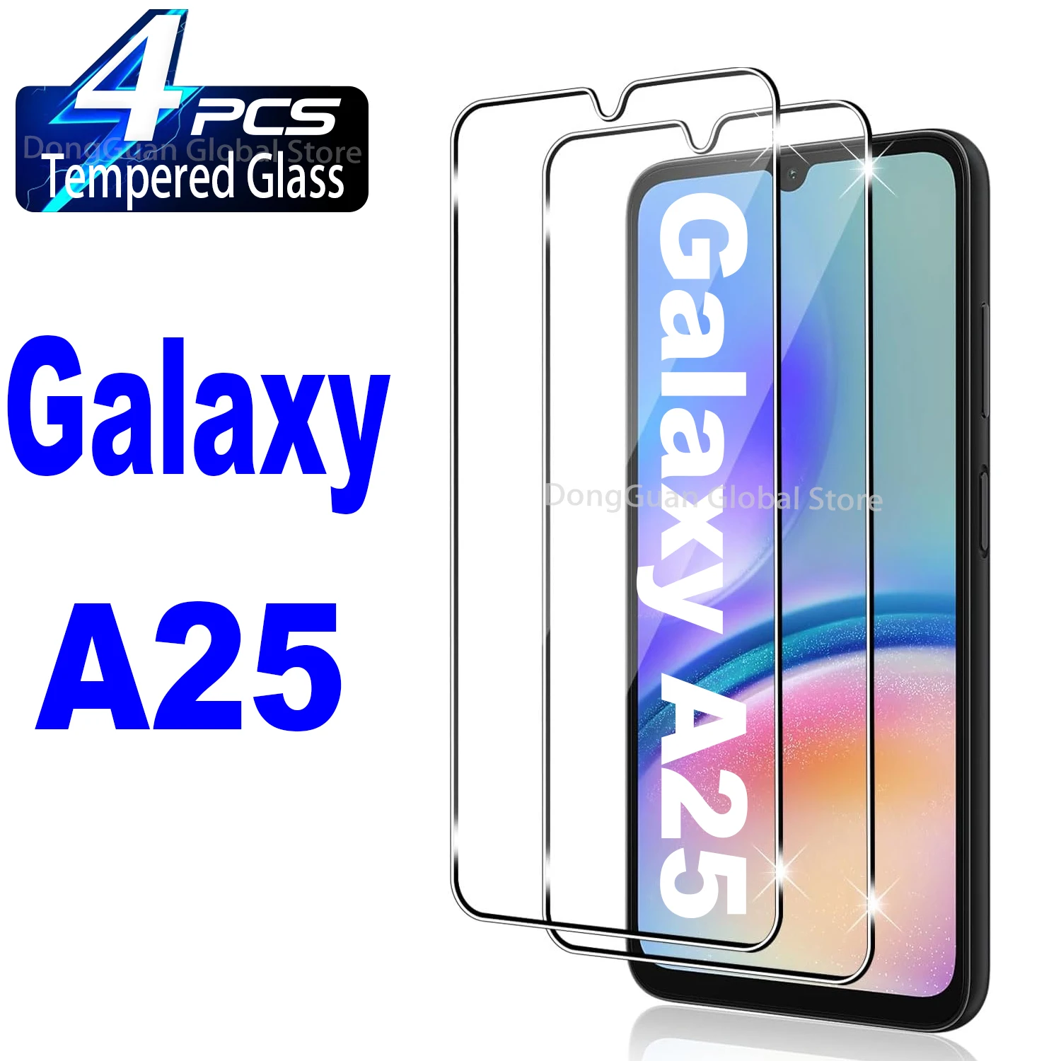 

2/4Pcs Full Cover Tempered Glass For Samsung Galaxy A25 5G High Auminum Ballistic Screen Protector Glass Film