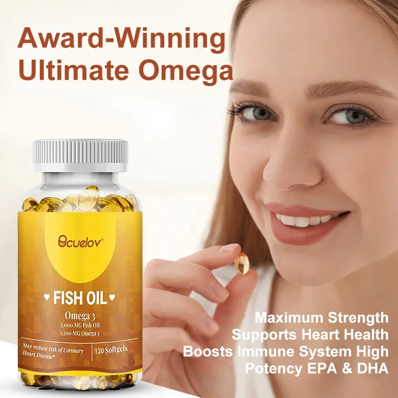 Triple EPA & DHA, Fish Oil Omega 3 Dietary Supplement - for Heart Brain Immunity, 120 Softgels, Non-GMO Gluten-Free