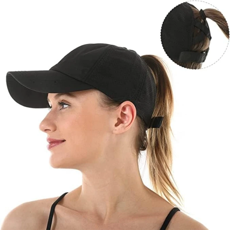 1pc Womens Criss Cross Ponytail Baseball Cap Adjustable High Messy Bun Ponycap Quick Drying Hat,Unisex Quick Drying Trucker Hats