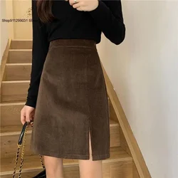 Women's College Style Fashion Skirt Women's Casual Daily Pure Corduroy Thickened Autumn Warm Comfortable Simple Vintage