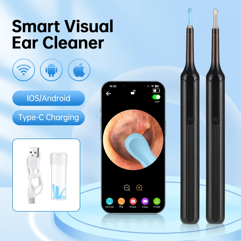 

30W High-definition Smart Visual Ear Cleaner Wireless Earwax Cleaner 6 LED 3.0mm Ear Wax Removal Tool Smart Ear Cleaning Spoon