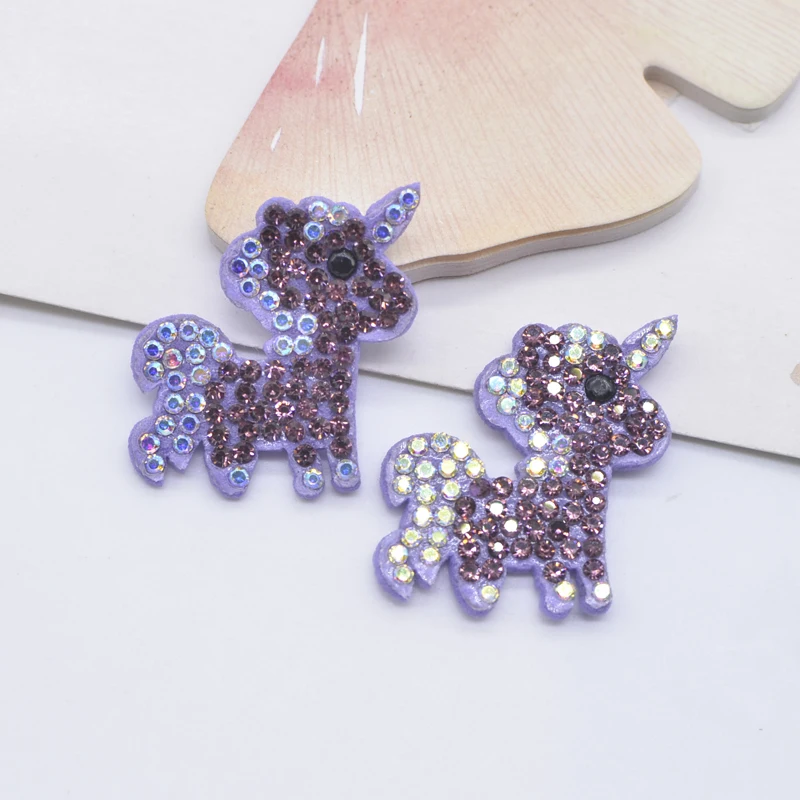 12Pcs 27*30mm Bling Kawaii Unicorn Rhinestone Patches for DIY Clothes Hat Decor Headwear Hairband Supplies Accessories Applique view 4