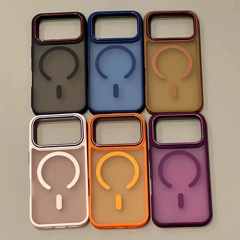Casing Ponsel Transparan Matte Mewah Untuk Pengisian Daya Nirkabel Magsafe Untuk iPhone 17 16 15 14 13 Pro Max 17Air 17 Penutup Bumper Magnetik