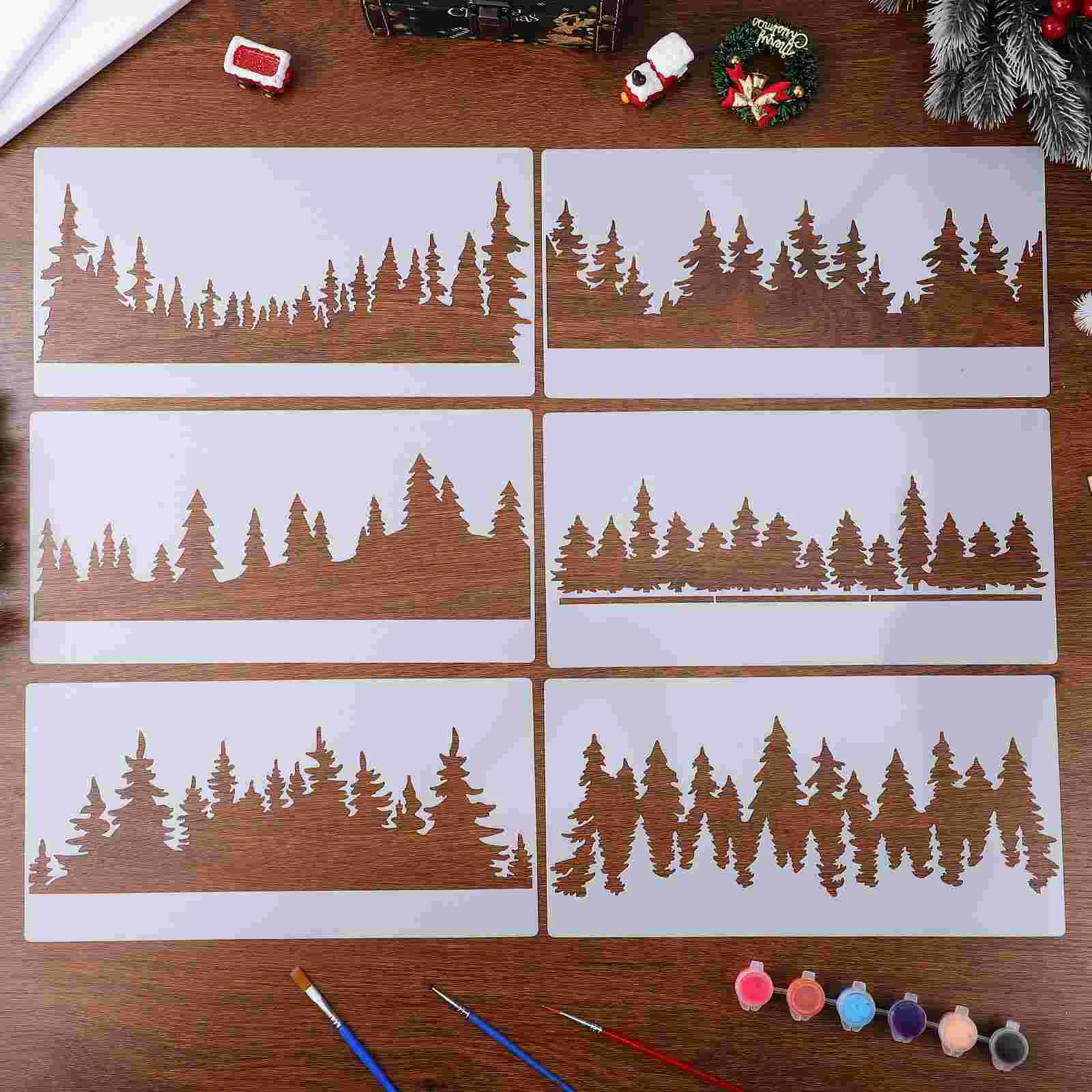 10 Pcs Large Christmas Tree Template Custom Stencils for Painting Plastic Graffiti