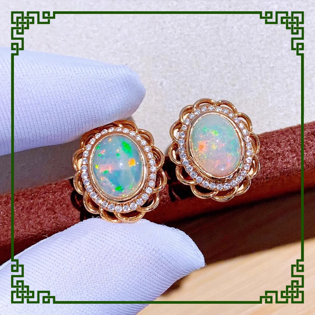 

Red Elk s925 sterling silver earrings Australian gemstone women's stud earrings flower light luxury niche fashion high sense