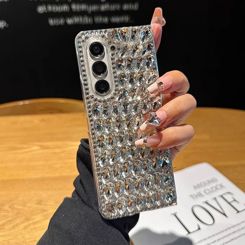 Luxury Bling Full Overlay Cover con strass per Samsung Galaxy Z Fold 6 5 4 3 2 Fashion Water Drop Diamond Hard PC Back Case