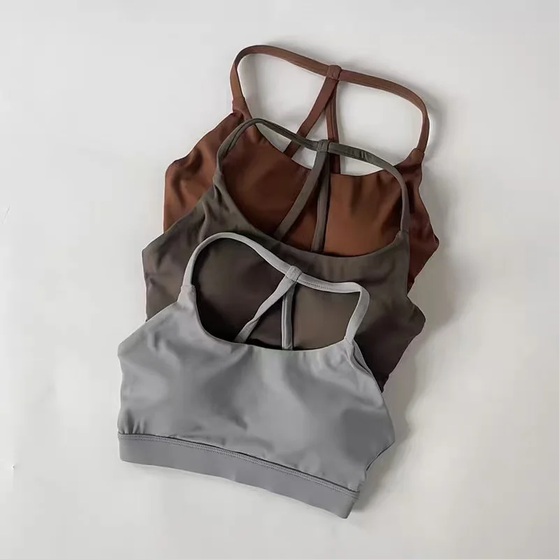 

Nude Gathering Sports Bra Women's Sexy Back Shockproof Fitness Bra Quick Drying Pilates Training Sports Running Yoga Tank Top