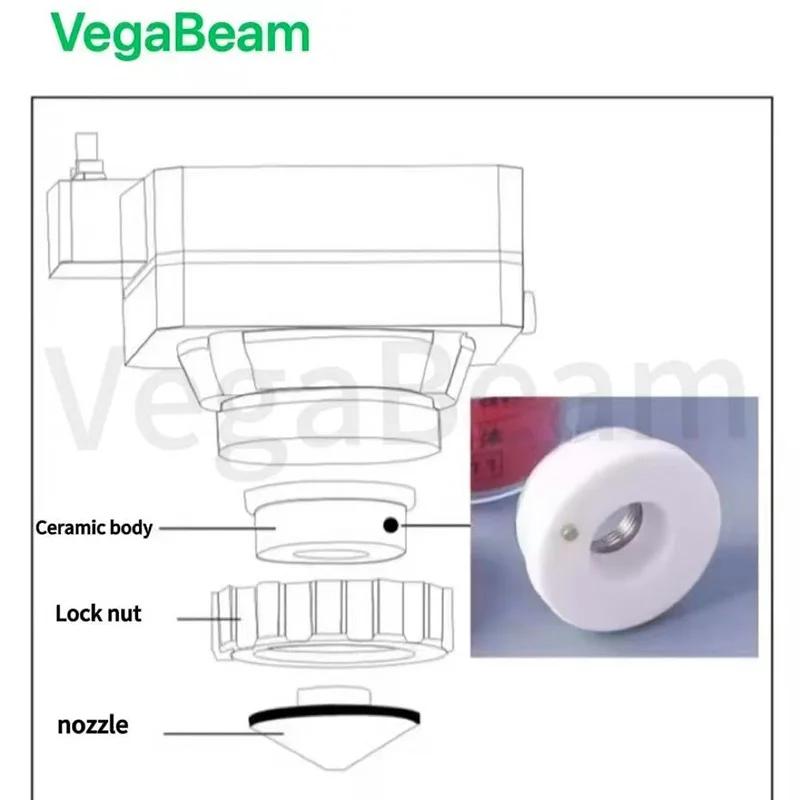 Raytools الألياف الليزر السيراميك الدائري Dia.28 Dia.32 Dia.19.5 ل Bodor/Hans/HSG أجزاء آلة القطع بليزر الألياف WSX/Precitec/BOCI