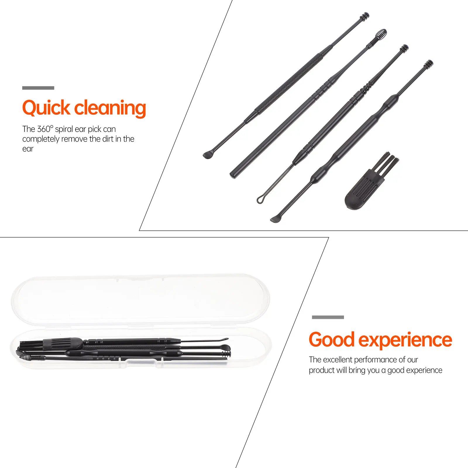 

Ear-Picker Suit Wax Removal Kit Tool Clean Ears Remover Cleaning Tools Kits Picking Spoon Spiral