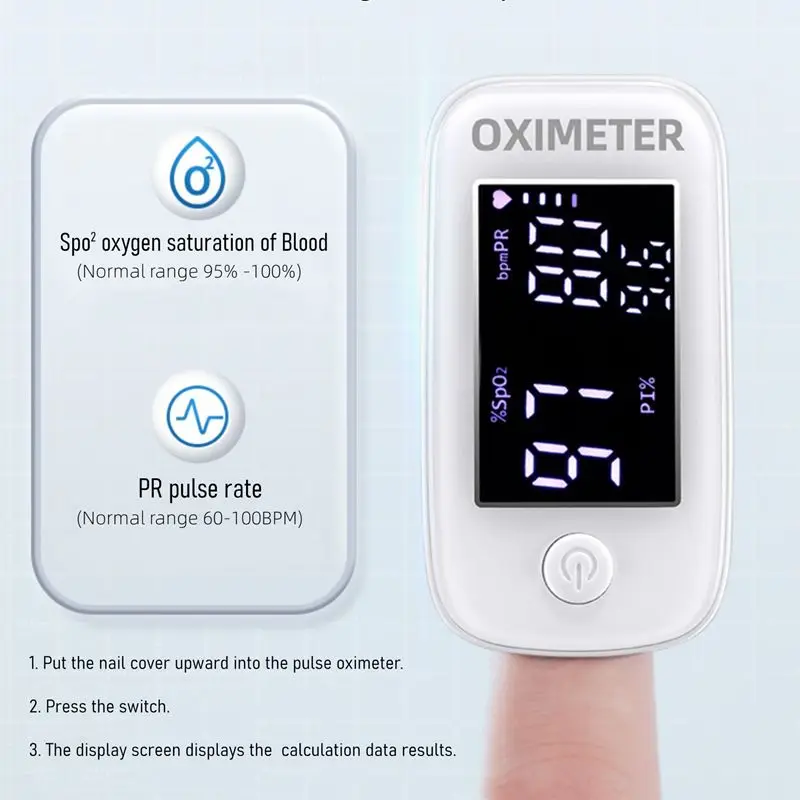 Oksimeter denyut jantung Digital, pemantau saturasi oksigen darah SPO2 PR dengan layar LED