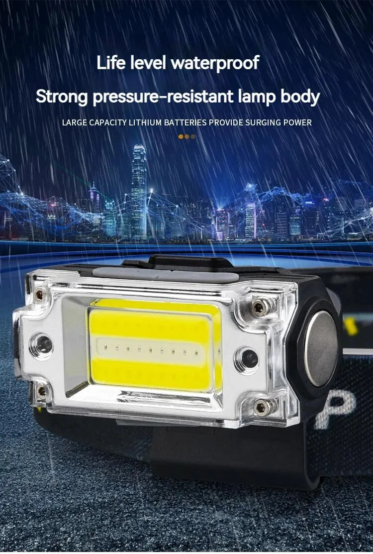Mini Dual COB Stirnlampe mit Sensor und Hutclip, 5 Beleuchtungsmodi, Outdoor-Camping-Jagd-Taschenlampe, Induktions-Kopflampe – Detail 13