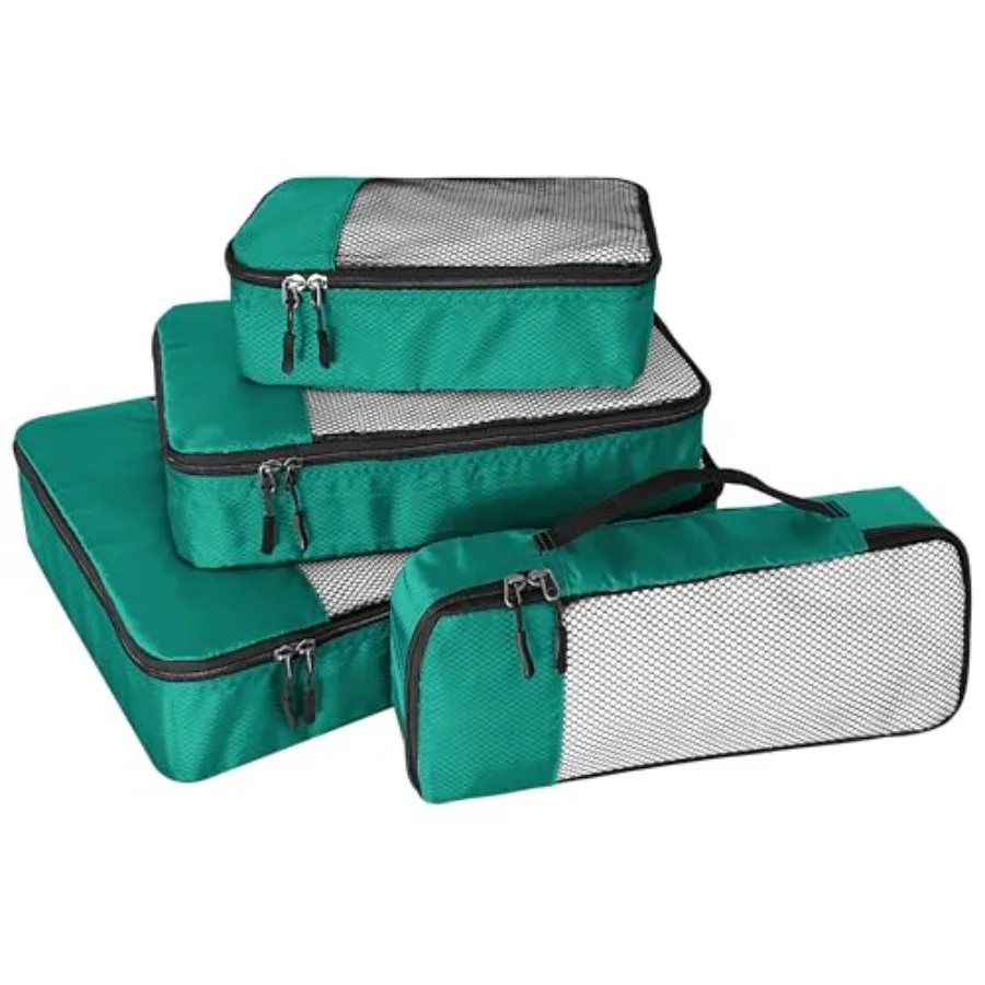 

4-Piece Packing Cubes Travel Accessories Set for Suitcases - Luggage Organizer Bags with Double Zipper - Mesh Top - Small/Mediu