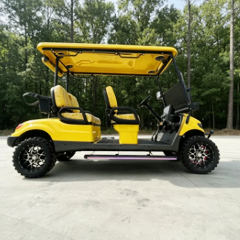 New Design Top 4(2+2) Electric Golf Cart 60V Suitable For Airport Bay Course With Foot Pedal Bumper Sound Bar Off-Road Tires