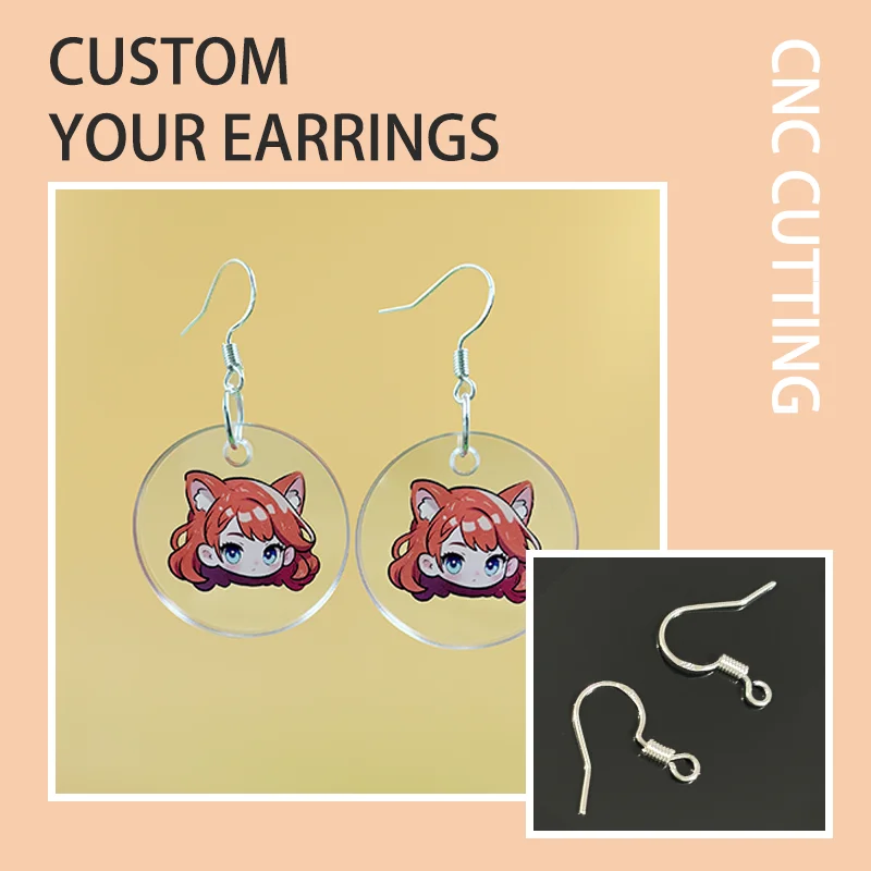 1Pair Custom Earrings Clear Acrylic Accessorie Cartoon Design Customized Anime Charms Personalized Pendientes Earrings For Women