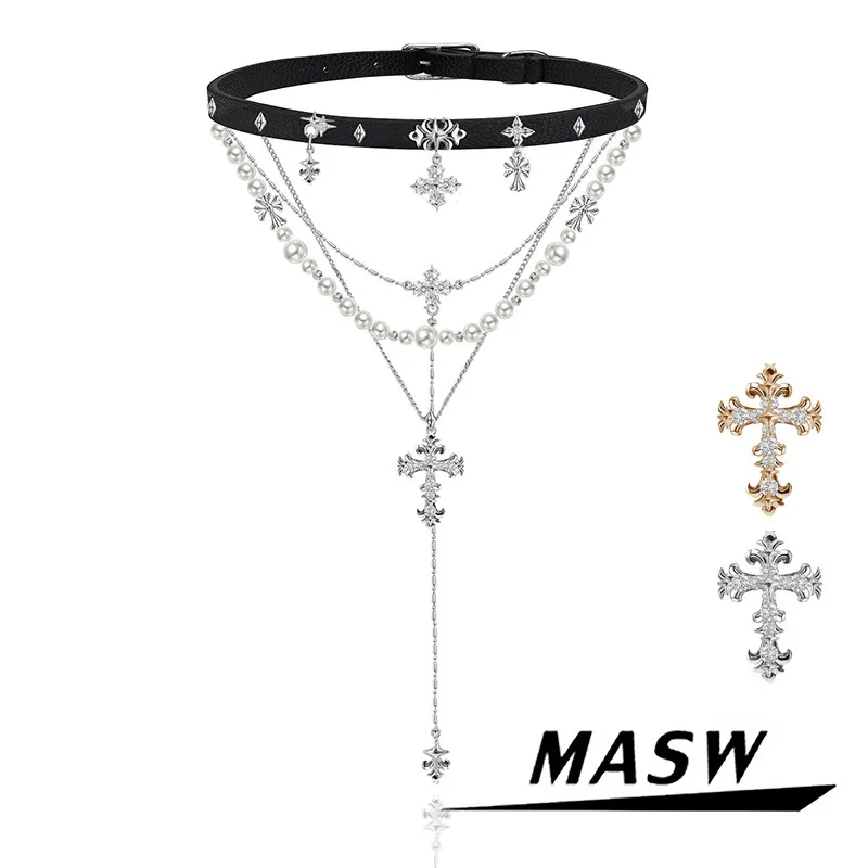 

MASW Original Design Hip Hop Cool Trend Multilayer Pendant Necklace For Women 2026 Hot Selling Accessories Fashion Jewelry