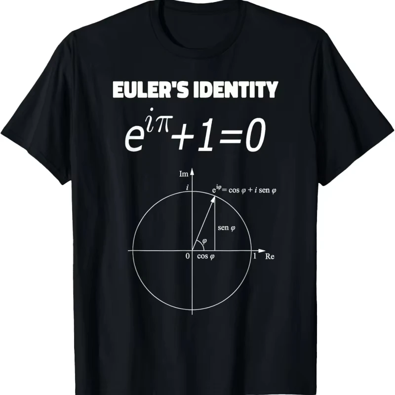 Euler's Oiler Identity Math Equation Complex Number Math Formula Graphic T-Shirt Casual Science Top for Mathematicians Physics