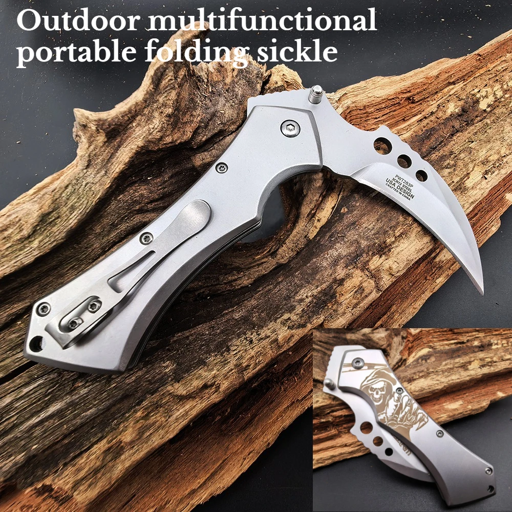 Stainless Steel Multifunctional Sickle Outdoor Portable Folding Garden Weeding and Mowing Manual Tool