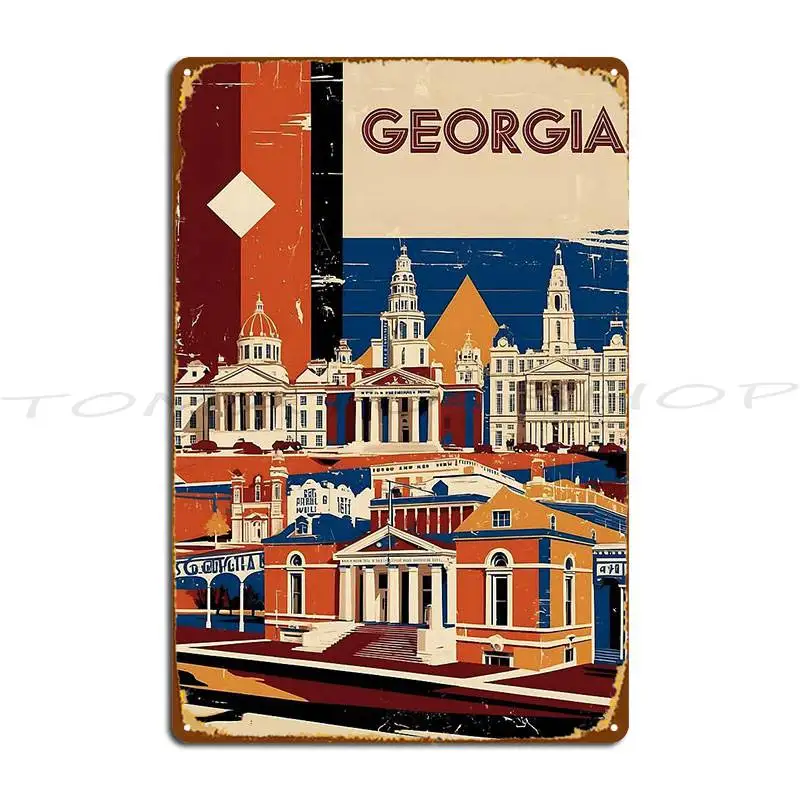 Georgia Sakartvelo 1960s Soviet Poster Metal Plaque Poster Plaques Wall Plaque Living Room Retro Design  Tin Sign Poster